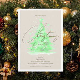 Corporate Green Christmas Tree Holiday Party  Invitation