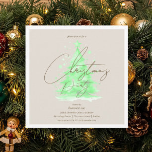 Corporate Green Christmas Tree Holiday Party Invitation