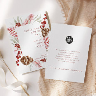 Corporate Greeting Christmas Floral Holiday Card