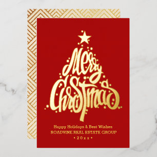 Corporate Greeting Elegant Gold Script Business Foil Holiday Card