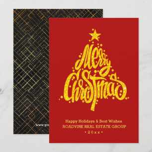Corporate Greeting Elegant Gold Script Business Holiday Card