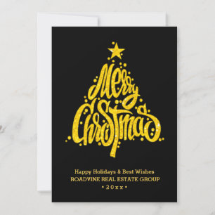Corporate Greeting Elegant Gold Script Business Holiday Card