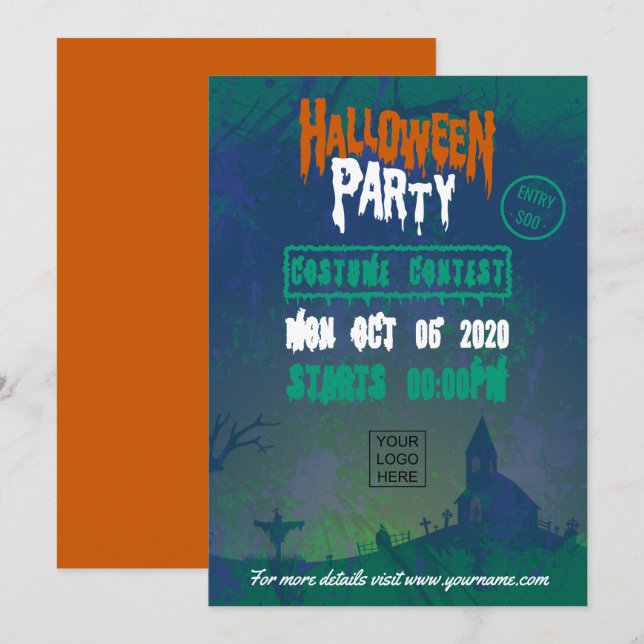Corporate Halloween Costume Party Invitation (Front/Back)