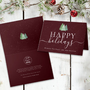 Corporate Happy Holidays Business Logo Fir Trees Holiday Card