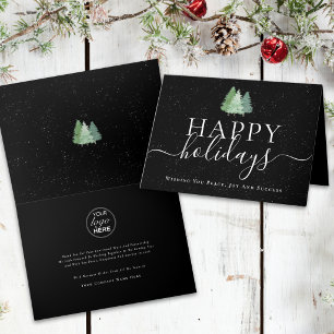 Corporate Happy Holidays Business Logo Fir Trees Holiday Card