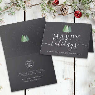 Corporate Happy Holidays Company Logo Xmas Trees Holiday Card