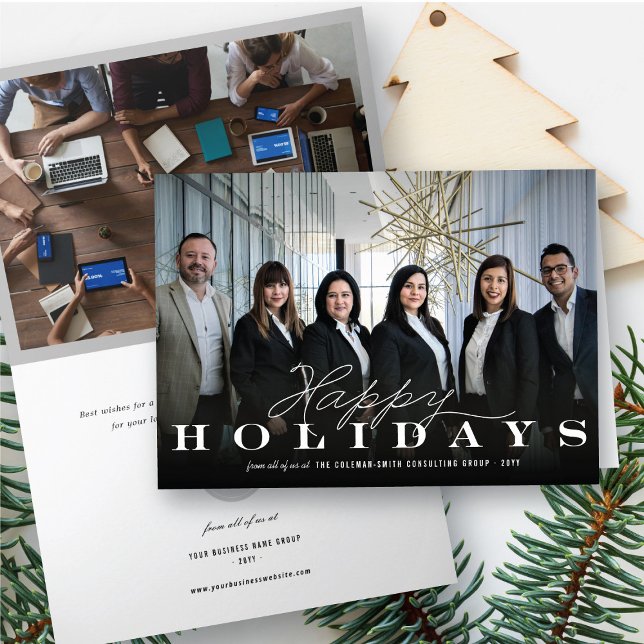 Corporate Happy Holidays Your Business Logo Photo Holiday Card (Creator Uploaded)