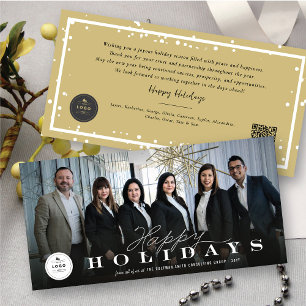 Corporate Happy Holidays Your Business Logo Photo Holiday Card