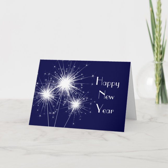 Corporate Happy New Year Card in blue (Front)