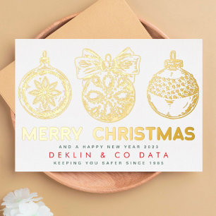 Corporate Happy New Year Ornament Logo Foil Holiday Card