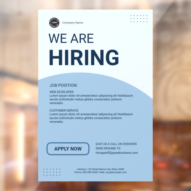 Corporate Hiring Job Vacancy Custom BUSINESS logo Window Cling (Sheet 2)