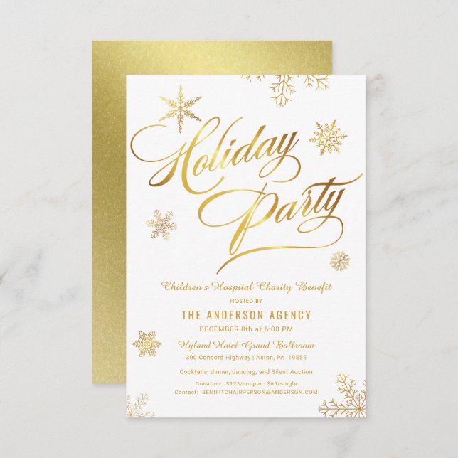 Corporate Holiday Charity Benefit Fundraiser Invitation (Front/Back)