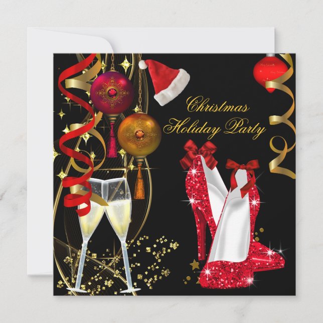 Corporate Holiday Christmas Party Champagne Invitation (Front)