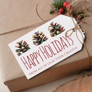 Corporate Holiday Gift Tag Business Xmas pinecones