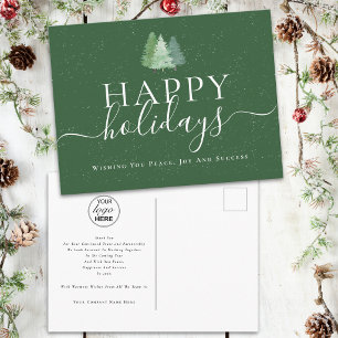 Corporate Holiday Greetings Company Logo Fir Trees Postcard