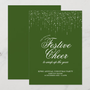 Corporate Holiday Party  Green White Festive Cheer Invitation