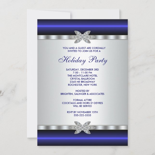Corporate Holiday Party Invitations Blue Event (Front)
