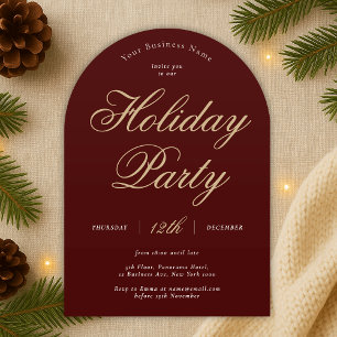 Corporate Holiday Party Red & Gold Business Arch Invitation