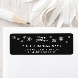 Corporate Holiday Return Address Black Snowflake