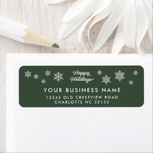 Corporate Holiday Return Address Green Snowflake