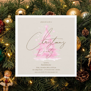 Corporate Hot Pink Christmas Tree Holiday Party  Invitation