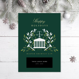 Corporate Law Firm  Foil Green Holiday Card