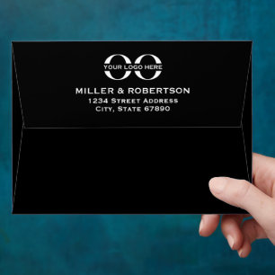 Corporate Logo Black Back Flap Return Address Envelope