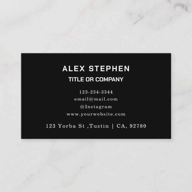 Corporate Logo | Black Minimalist Professional  Business Card (Front)