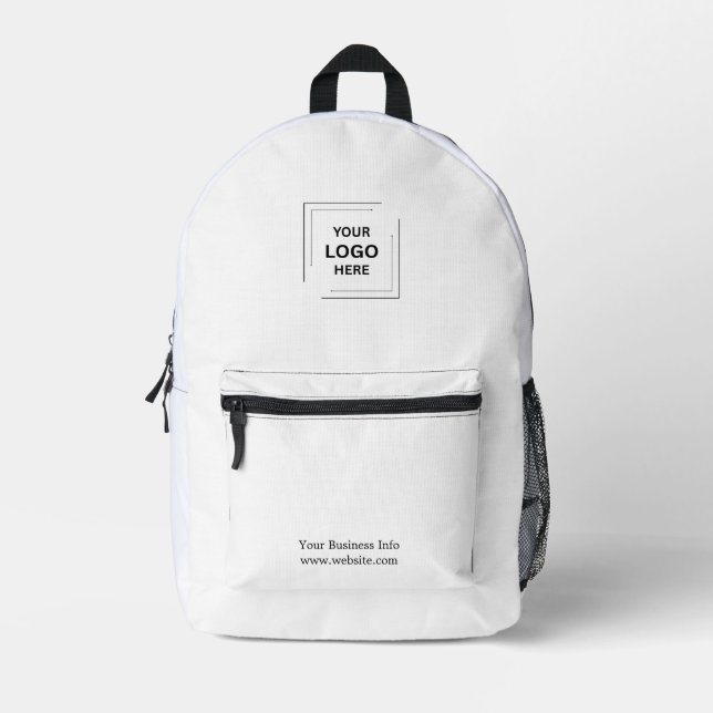 Corporate | Logo Business Minimalist White Printed Backpack (Front)