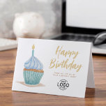 Corporate Logo Cute Soft Blue Cupcake Birthday Card<br><div class="desc">Celebrate birthdays in a cute and professional way with this custom corporate happy birthday card featuring a simple, cute, soft vintage blue watercolor cupcake with a single candle. Set against a clean white background, this modern and stylish design is perfect for sending warm wishes to employees, colleagues, business partners, and...</div>