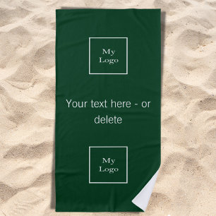 Corporate logo emerald green text business beach towel