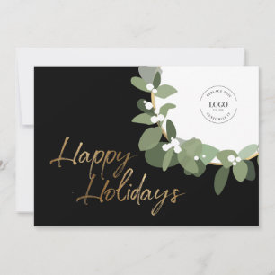 Corporate Logo Happy Holidays No photo Modern  Holiday Card