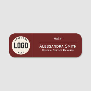 Corporate Logo Maroon Printed Plastic Employee Name Tag