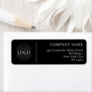 Corporate Logo Modern Black Return Address Label