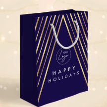 Corporate Logo Navy Gold Geometric Christmas Tree