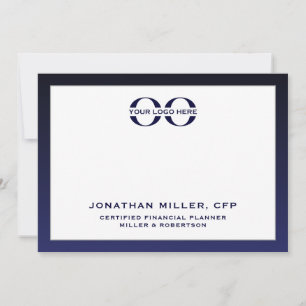 Corporate Logo Navy White 5x7 Note Card