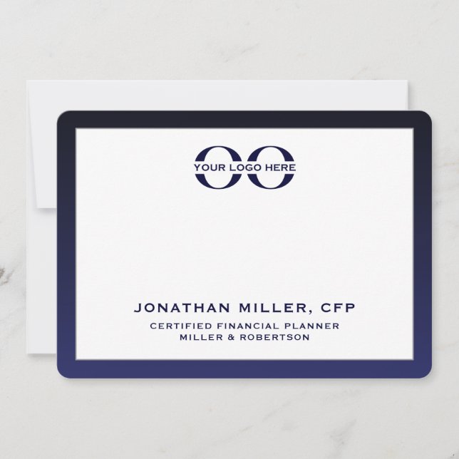 Corporate Logo Navy White Note Card 5x7 (Front)