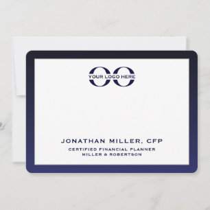 Corporate Logo Navy White Note Card 5x7