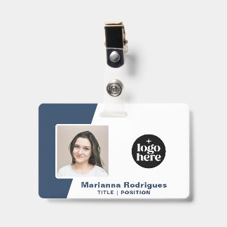 Corporate Logo Photo Barcode Custom Employee ID Badge