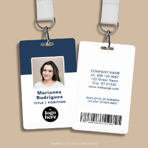 Corporate Logo Photo Barcode Custom Employee ID Badge