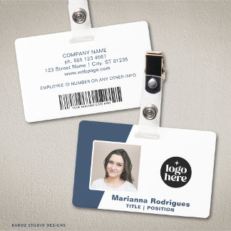 Corporate Logo Photo Barcode Custom Employee ID Badge