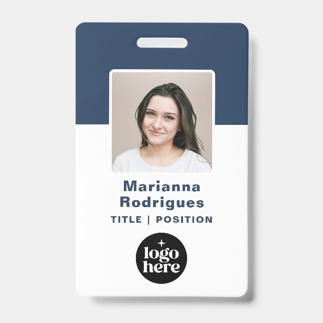 Corporate Logo Photo Custom Employee ID Badge (Front)