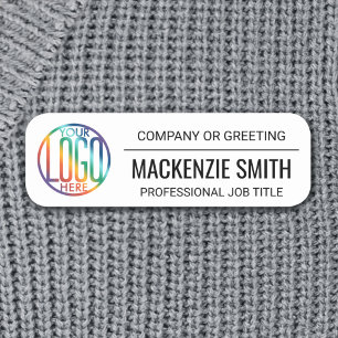 Corporate Logo Professional Employee Basic White Name Tag