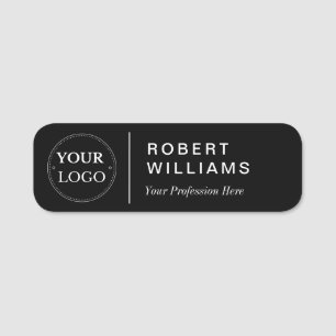 Corporate Logo Professional Employee Black Name Tag