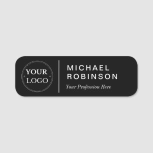 Corporate Logo Professional Employee Black Name Tag