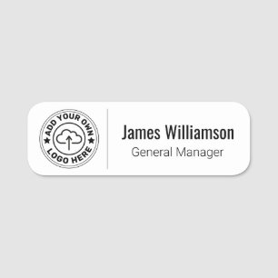 Corporate Logo Professional Employee Black White Name Tag