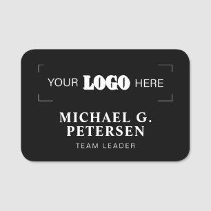 Corporate logo professional employee black white name tag