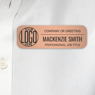 Corporate Logo Professional Employee Faux Copper Name Tag
