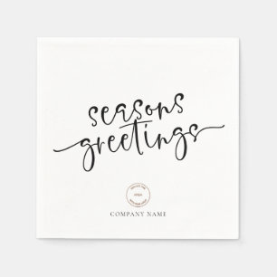 Corporate Logo Script Christmas Seasons Greetings Napkin