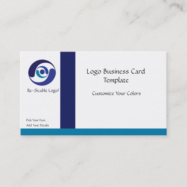 Corporate Logo - Simple Blue Logo Business Card (Front)